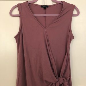 Mauve dress, tie up, v-neck